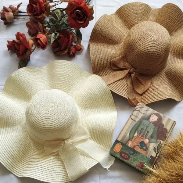 کلاه ساحلی موجدار کنفی ساده