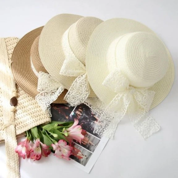 کلاه حصیری زنانه کلاه زنانه ساحلی کمر گیپور